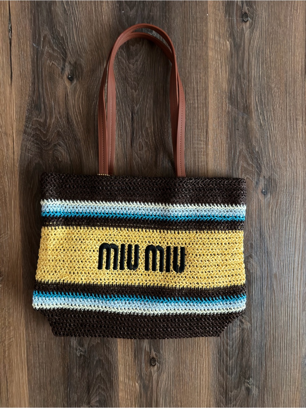 Yellow & Brown Crochet Tote Bag